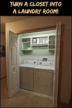 the laundry room is clean and ready to be used as a closet for your home