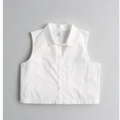 Sleeveless Poplin Nwt White Cotton Vest For Day Out, White Cropped Cotton Vest, Everyday White Summer Vest, Casual Collared Tank Top For Spring, Cotton Sleeveless Blouse Vest For Day Out, Cotton Sleeveless Vest For Day Out, White Vest For Everyday Spring Wear, Casual Collared Tank Top For Summer, Classic Sleeveless Tops For Day Out