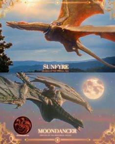 an advertisement for the sunyrre and moondancer movies is shown in this image