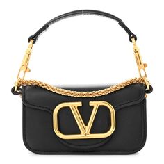 This is an authentic VALENTINO GARAVANI Calfskin Vlogo Micro Loco Shoulder Bag in Pink PP. This stylish bag is crafted of smooth leather in black. The bag features a leather handle, an optional gold chain shoulder strap, and a gold V logo snap closure. The front flap opens to a black leather interior with a pocket. Leather Evening Bag With Logo, Designer Black Bags With Metal Logo, Evening Leather Bags With Logo, Evening Leather Bag With Logo, Luxury Black Shoulder Bag With Metal Logo, Designer Calf Leather Bags With Logo, Designer Top Handle Shoulder Bag With Metal Logo, Designer Shoulder Bag With Top Handle And Metal Logo, Luxury Leather Bags With Logo