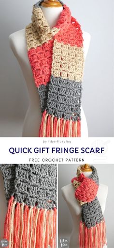 the quick crochet fringe scarf pattern is easy to make