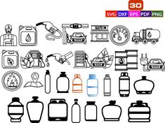 the silhouettes of different types of oil and other things to be used in this project