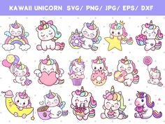 kawai unicorn svg / png / eps / dxf clipart