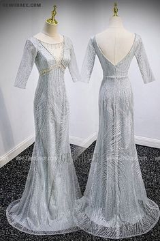 10% off now|Free shipping world-wide. Sparkly Silver Sequined Mermaid Evening Dress with Sleeves at GemGrace. Click to learn our pro custom-made service for wedding dress, formal dress. View #EveningDresses for more ideas. Long Fitted Dress With Sweep Train, Fitted Long Evening Dress For Banquet, Formal Fitted Mermaid Dress, Fitted Evening Dress With Back Zipper For Banquet, Fitted Mermaid Banquet Dress, Fitted Mermaid Gown For Banquet, Gorgeous Prom Dresses, Evening Dresses With Sleeves, Prom Night