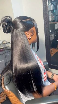 Styles For Quick Weave, 3 Part Hairstyles, Half Up Half Down Curly Wig Hairstyles, Quickweave Half Up Half Down Styles, Half And Half Quick Weave, Quick Weave Styles Half Up Half Down, Half Up Half Up Hairstyles, 3 A Hairstyles, Half Up Half Down Hair Bun Black Women