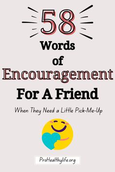 the front cover of a book that says, 58 words of enouragement for a