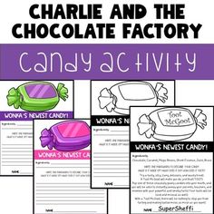 charlie and the chocolate factory candy activity for kids to practice their writing skills, including printable