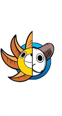 an image of a cartoon fish with two different colors on it's face and one is