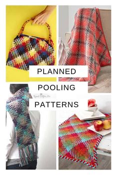 crochet patterns for blankets and purses with text overlay that reads, planned pooling patterns