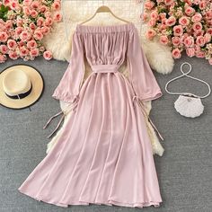 Cute A line long sleeve dress fashion dress 410