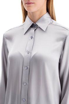 100% Silk Classic Silk Tops, Elegant Shirt With Shirttail Hem For Spring, Silk Tops For Business In Fall, Luxury Shirt With Relaxed Fit And Spread Collar, Classic Silk Tops For Business, Elegant Fitted Shirt With Shirttail Hem, Formal Tops With Spread Collar And Relaxed Fit, Formal Tops With Relaxed Fit And Spread Collar, Classic Silk Top With Concealed Placket