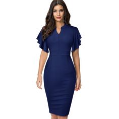 Make your friends admire you in this beautifully designed dress. You will look gorgeous wearing our Women's Midi Pencil Dress with Ruffled Sleeves. There has never been such a nice outfit to feel unique today!Item Type: Dress.Gender: Women.Silhouette: Pencil.Material: 95% Polyester + 5% Spandex.Neckline: V-Neck.Sleeve: Full.Package Includes:1 x Pc Women's Midi Pencil Dress with Ruffled Sleeves.Size Info:SizeShoulder (cm / inch)Bust (cm / inch)Hip (cm / inch)Sleeve (cm / inch)&nbsp Dress With Ruffle Sleeves, Ruffle Bodycon, Business Party, Office Dresses For Women, Midi Pencil Dress, Elegant Office, Business Dress, Ruffle Sleeve Dress, Nursing Dress