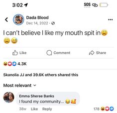 two tweets are shown with the caption'i can't believe i like my mouth spit in