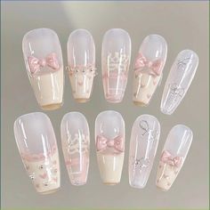 Aesthetic Press On Nails, Girls Nail Designs, Handmade Aesthetic, Ballet Nails, Aesthetic Nails, Acrylic Press On Nails, Blush Nails