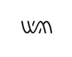 the letter wm is made up of black lines on a white background, and it appears to be in cursive font