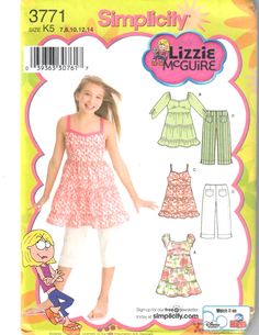 Girls Dress Pants, 2007 Fashion, Folded Envelope, Craft Books, Sewing Patterns Girls, Ruffled Tunic, Pants Sewing Pattern, Lizzie Mcguire