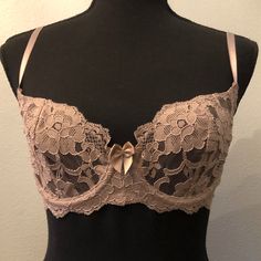 Victoria's Secret Lace Underwire Bra - New With Partial Tag. Beautiful Beige Floral Lace Design With The Bow On The Front Transitions To The Silky Satin On The Back. Lift & Lining: Unlined Underwire Straps & Hooks: Adjustable Straps Hook-And-Eye Closures At Back Fabric: Cups - 100% Polyester Back - 90% Nylon 10% Spandex Size - 34c Fitted Victoria's Secret Lace Bra, Back Lift, Lace Underwire, Soft Bra, Full Coverage Bra, Demi Bra, Victoria Secret Bras, Red And Black Plaid, Strapless Bra