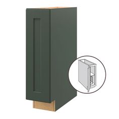 Galway brings a new look to a Shaker-style door in a cool, dark green. This charming cabinet adds character and color to any home for a nature-inspired, serene feel. allen + roth Galway 9-in W x 34.5-in H x 24-in D Sage Base Fully Assembled Cabinet (Flat Panel Shaker) in Green | 20093GW Divider Cabinet, Semi Custom Cabinets, Shaker Door Styles, Online Kitchen Cabinets, Furniture Board, Allen Roth, Sage Color, Base Cabinet, Stylish Storage Solutions