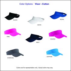 Open Heart - Tennis Visor Please choose design and color. The bill on the cotton visor is slightly longer. Both super comfortable! Cotton or moisture wick (MW) Fabric 100% polyester Closure Hook and loop Breathable Solid Color Sports Visor, Casual Visor With Uv Protection For Sports Events, Casual Pink Visor With Uv Protection, Pink Visor With Uv Protection, Casual Sports Event Visor, Cotton Sweatband Visor One Size Fits Most, Adjustable Cotton Visor, Tennis Visor, Cape Charles Va