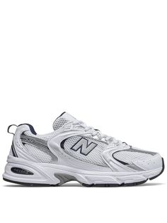 New Balance Unisex 530 Trainers - White/blueMaterial Content: SyntheticWashing Instructions: Wipe Clean Girls Baseball Cap Outfit, Best White Sneakers, White Fashion Sneakers, New Balance Trainers, Grey New Balance, Balance Trainers, Style Rules, Modern Tech, Fancy Dress For Kids