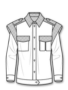 the front and back view of a men's long sleeve shirt with two pockets