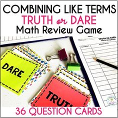 the truth and dare math review game for 3rd grade students is shown with three question cards