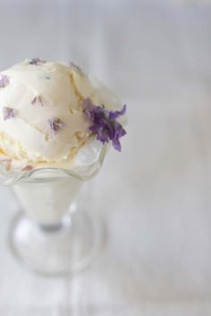 an ice cream sundae with lavender sprinkles