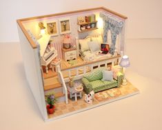 Because of You Miniature Dollhouse Kit. A Homespun Hobby Furniture Led, House Star, House Miniature