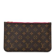 This is an authentic LOUIS VUITTON Monogram Neverfull MM GM Pochette in Pivoine. For those everyday essentials, this pouch is made of traditional Louis Vuitton monogram coated canvas. The pochette features gold hardware and the top zipper opens to a striped pink fabric interior with a patch pocket. Designer Monogram Canvas Pouch, Formal Monogram Canvas Pouch, Designer Zipper Pouch, Louis Vuitton Monogram Neverfull, Louis Vuitton Pouch, Louis Vuitton Neverfull Monogram, Monogram Neverfull, Neverfull Mm Monogram, Neverfull Mm