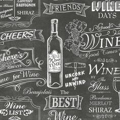 a chalkboard with wine related items on it