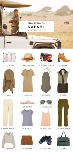 South Africa Packing List, Safari Clothing, Women Outfits Ideas, Travel Safari, Safari Photography, Safari Vacation