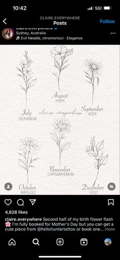 an iphone screen showing different flowers and their names