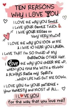 WPL Keepsake Inspired Words Keepsakes - Ten Reasons Why I Love You Love Notes To Your Boyfriend, Love You Boyfriend, Patience Quotes, Reasons Why I Love You, Love You Messages, Message For Boyfriend, Creative Gifts For Boyfriend, Love You Quotes