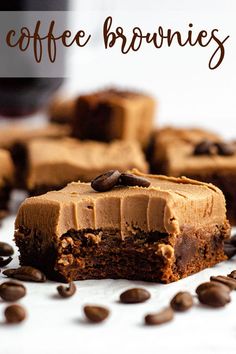 coffee brownies with frosting and chocolate chips