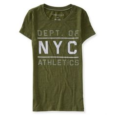 Aeropostale Womens Dept. Of Athletics Graphic T-Shirt 330 XS Aeropostale 3289 T-Shirt Graphic Tee Indonesia Womens Crew Neck Classic Fit 60% Cotton 40% Polyester Graphic Print All Seasons Medium Weight Short Sleeve Casual Modern Additional Details: Solid cotton mix tee shirt Graphic and felt text Crew neck Short sleeves Color: Green.  Gender: female.  Age Group: adult. Junior Outfits, Ladies Tops Fashion, Fashion Tops, Aeropostale, Workout Tops, All Seasons, Graphic Tee, Printed Shirts, Graphic T Shirt