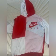 Resell From A Custom Maker. Only Worn Once No Stains Excellent Condition I Am An Xs So It Fit Very Oversized, Can Fit Up To An Xl Nike Red, Nike Hoodie, Colorful Hoodies, Nike Tops, Pink Red, Nike Women, Nike Air, Custom Made, Womens Tops