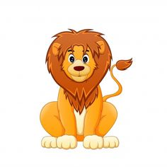 a cartoon lion sitting on the ground