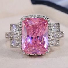 925 Stamped Sterling Silver Lab Created Pink Sapphire Statement Ring. New Condition And Comes In A Ring Box. Metal Type ~ Stamped S925 Sterling Silver Gemstone Type ~ Cubic Zirconia Bundle & Save: Bundle 2 Or More Items For A Private Discount Next Day Shipping On All Orders 5 Star Rated Poshmark Ambassador Round Blue Sapphire Ring, Aquamarine Cocktail Ring, Crown Ring Princess, Sapphire Silver Ring, Sapphire Cocktail Ring, Blue Amethyst, Silver Lab, White Sapphire Ring, Princess Ring