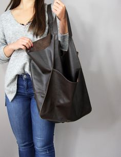 Large Shoulder Bag Soft Leather Bag Foldover Bag Designer - Etsy Slouchy Tote Bag, Foldover Bag, Slouchy Tote, Large Hobo Bag, Large Leather Bag, Large Leather Tote Bag, Soft Leather Bag, Oversized Bag, Genuine Leather Totes