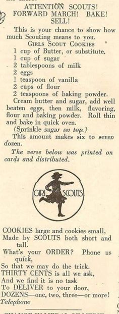 an old recipe for cookies is shown in black and white, with the words on it