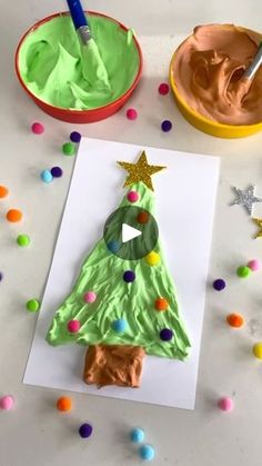 paper plate christmas tree craft for toddlers to make with colored play dough and sprinkles