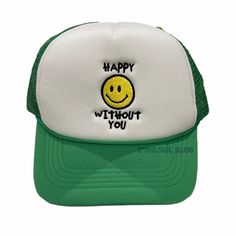 Happy without you embroidered trucker hat MADE IN LOS ANGELES ALL SALES ARE FINAL FOR ACCESSORIES Masculine Grunge, Trucker Hat Outfit, Hats Embroidery, Romantic Blue, Hat Aesthetic, Skate Style, Baseball Trucker Hat, Cameron Diaz, Outfits With Hats