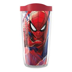 Get tangled up in a web of thirst-quenching delightSwing into action with the Marvel Spider-Man Tumbler! Perfect for any superhero on the go, this tumbler features a convenient screw-on lid and a straw for sipping your favorite beverages. Designed with a vibrant Spider-Man graphic, this tumbler adds a touch of comic book charm to your everyday routine. Whether you're saving the day or simply enjoying a refreshing drink, the Marvel Spider-Man Tumbler is sure to bring a bit of heroic fun to your life. Screw-on lid with a straw included. Eye-catching Spider-Man graphic. Great for on-the-go hydration. Easy to clean and reusable. Measures 3.4in. L × 3.4in. W × 6in. H. | Marvel Spider-Man Tumbler, Acrylic Outdoor Drinkware, Birthday Coupons, Tervis Tumbler, Upper And Lowercase Letters, Travel Cup, Insulated Tumbler, Refreshing Drinks, Marvel Spiderman, Made In America