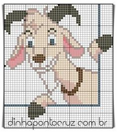 a cross stitch pattern with a dog on it