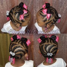 Braids For Toddler Girls Black, Toddler Braids With Beads Kid Hairstyles, Toddler Beaded Hairstyles For Kids, Toddler Girl Braid Styles With Beads, Toddler Braids With Beads, Kid Braid Styles With Beads, Toddler Cornrow Styles, Baby Braid Styles, Toddler Braid Styles