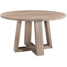 a round wooden table with two legs