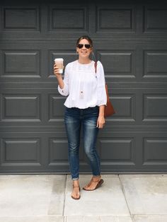 Natalie Borton necklace, Merona top (similar), Madewell jeans (similar), Warby Parker shades, Madewell tote (c/o), Sam Edelman sandals I've been dreaming about a light grey tassel necklace for a while but hadn't quite found the right mix of beads to create the look I wanted. Then a few weeks ago I stumbled on a strand of beautiful untreated olive wood beads and knew they were perfect for the necklace I had in mind. The Janae Tassel Necklace features neutral toned bone and olive w... Madewell Tote, Fall Winter Capsule Wardrobe, Mom Wardrobe, Sam Edelman Sandals, Dinner Outfit, Warby Parker, Casual Styles, Style Savvy