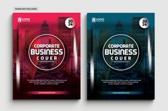 two business brochures are shown with the same color and size as they appear in this