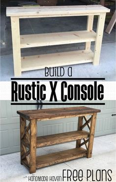 the plans for this rustic x console table are easy to build and perfect for any room in your home