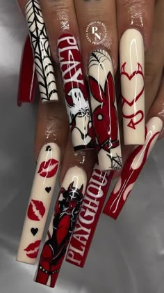 Halloween Acrylic Nails, Long Acrylic Nail Designs, Long Square Acrylic Nails, Unique Acrylic Nails